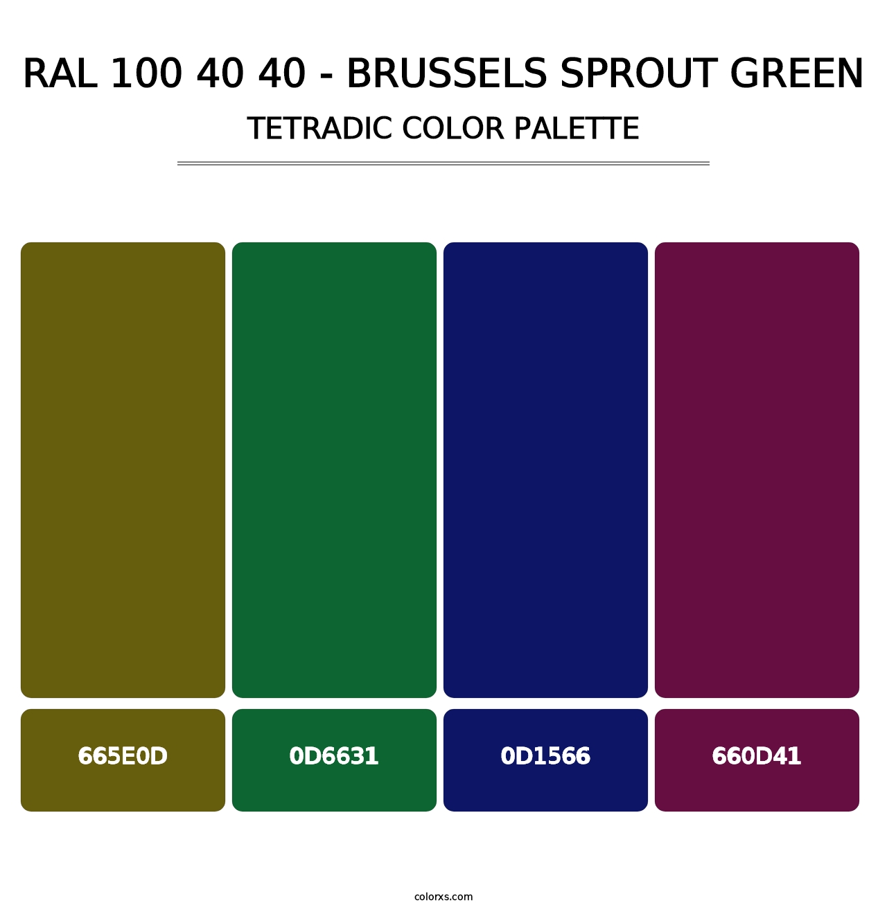 RAL 100 40 40 - Brussels Sprout Green - Tetradic Color Palette