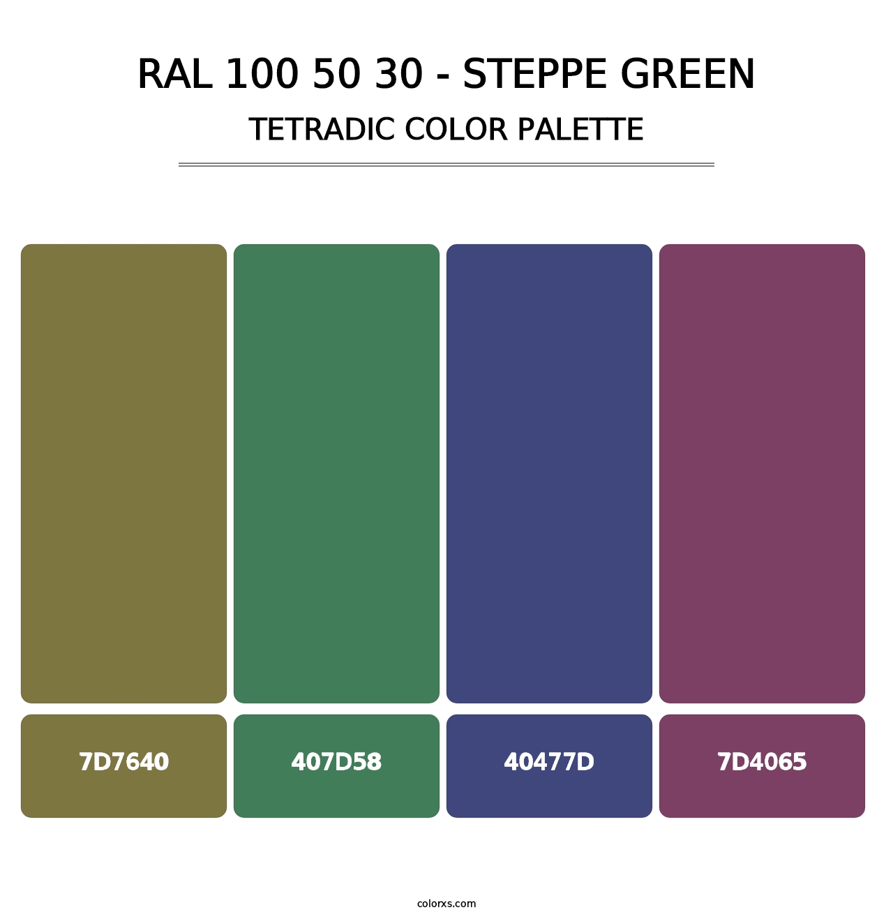 RAL 100 50 30 - Steppe Green - Tetradic Color Palette