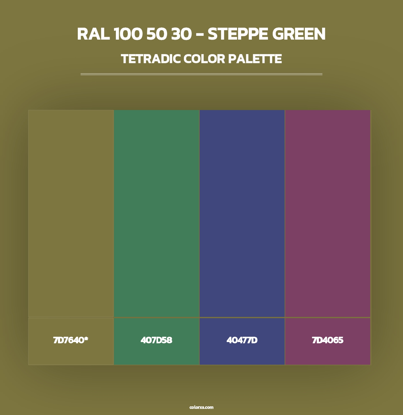 RAL 100 50 30 - Steppe Green - Tetradic Color Palette