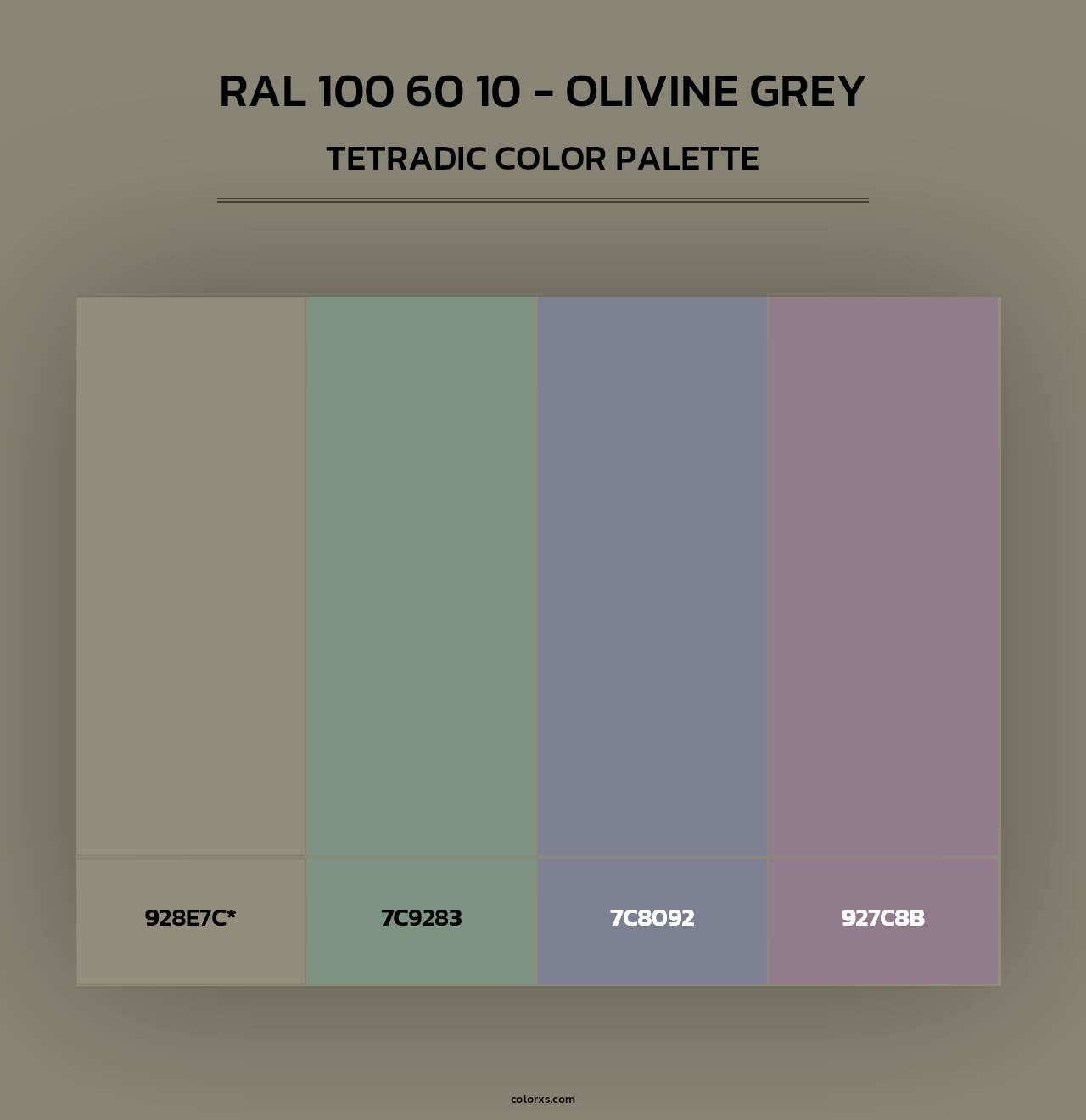 RAL 100 60 10 - Olivine Grey - Tetradic Color Palette