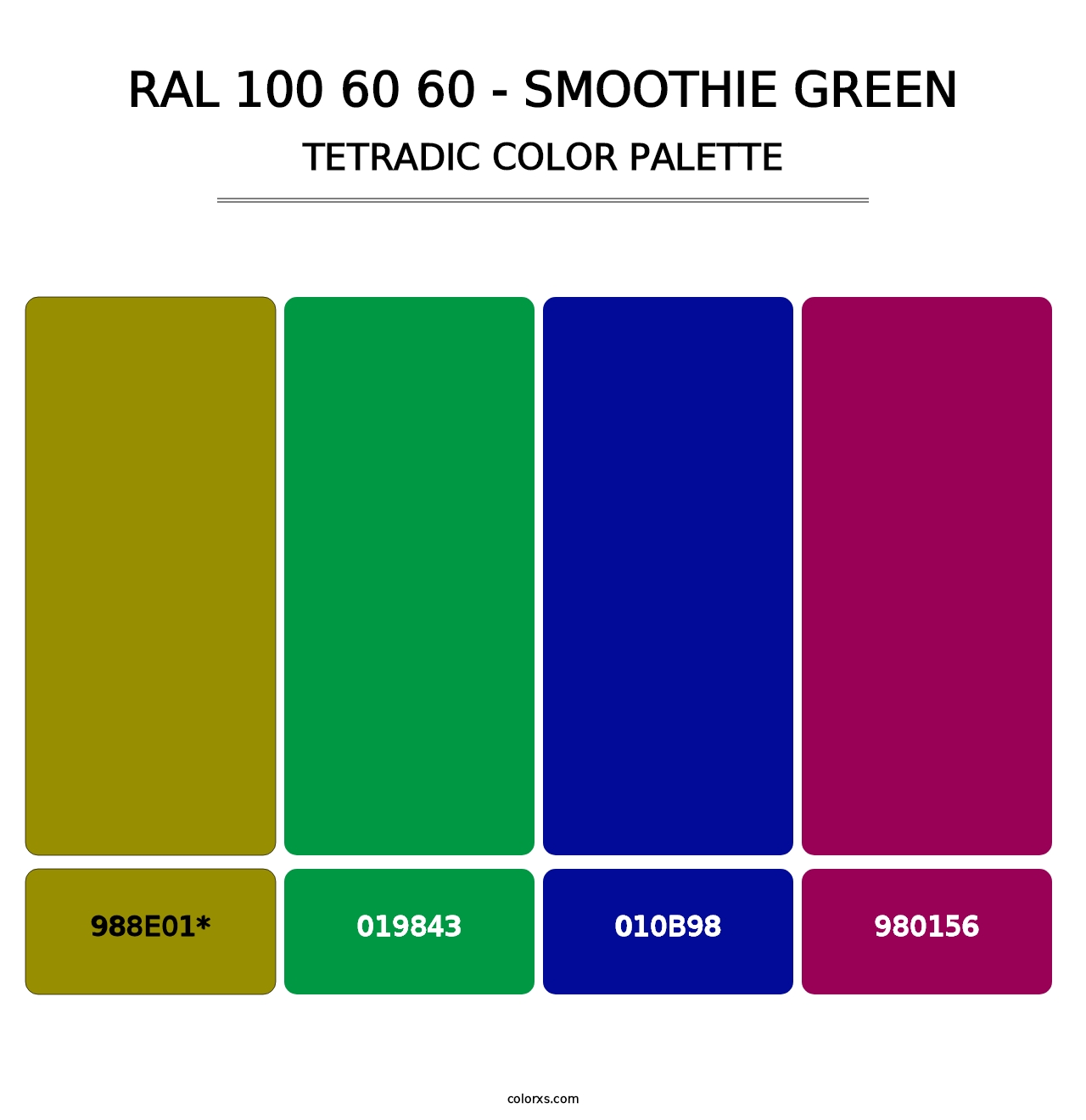 RAL 100 60 60 - Smoothie Green - Tetradic Color Palette