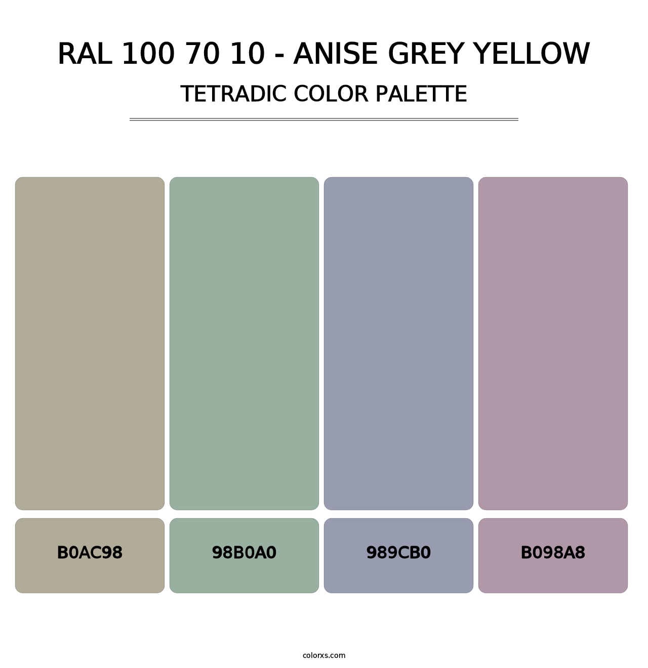 RAL 100 70 10 - Anise Grey Yellow - Tetradic Color Palette