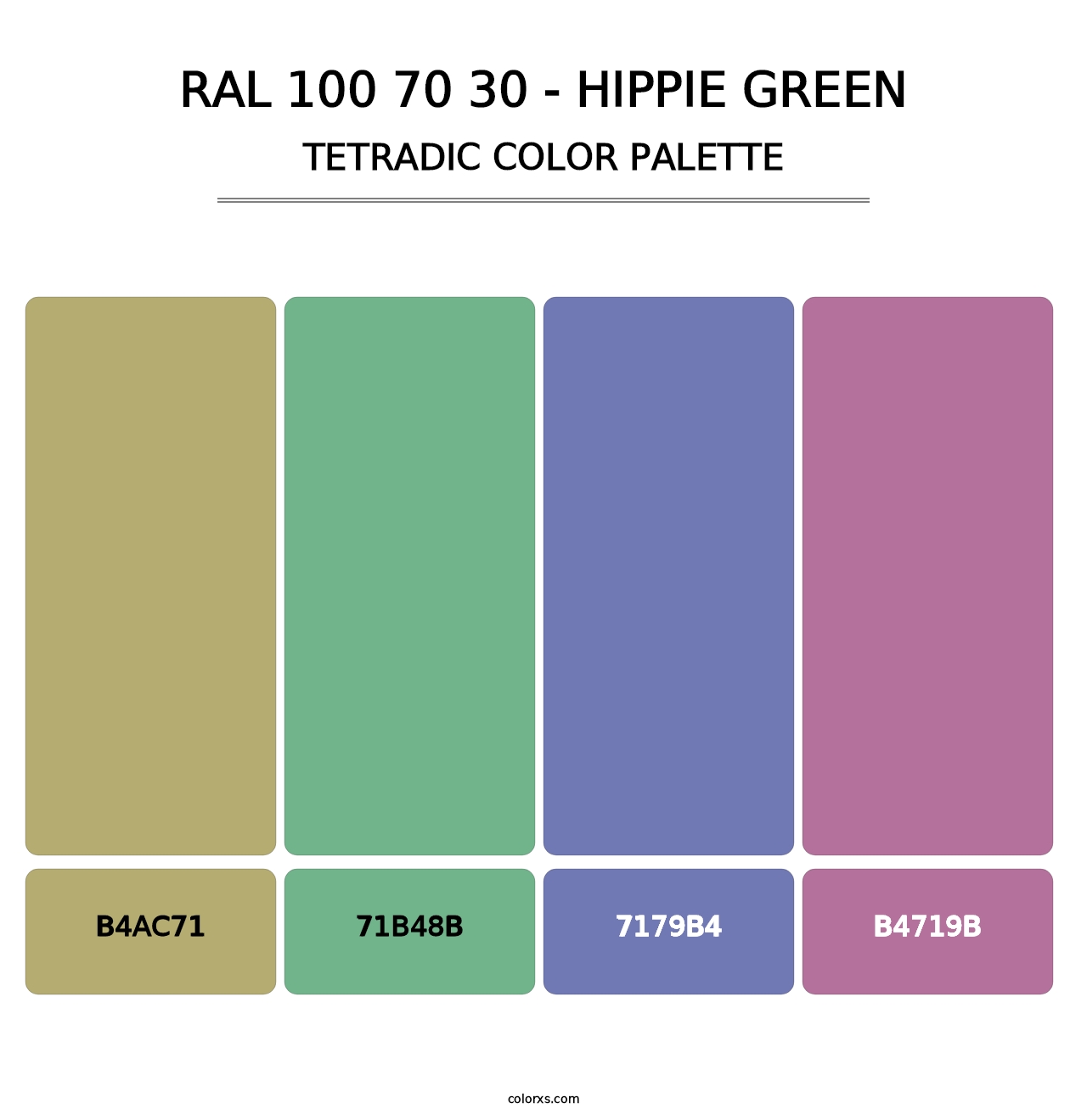 RAL 100 70 30 - Hippie Green - Tetradic Color Palette