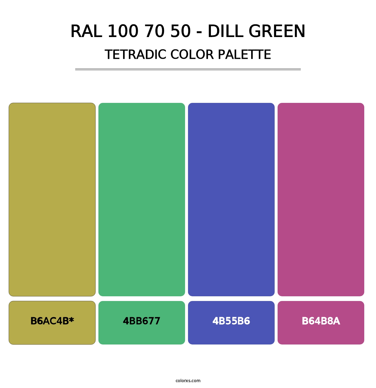 RAL 100 70 50 - Dill Green - Tetradic Color Palette