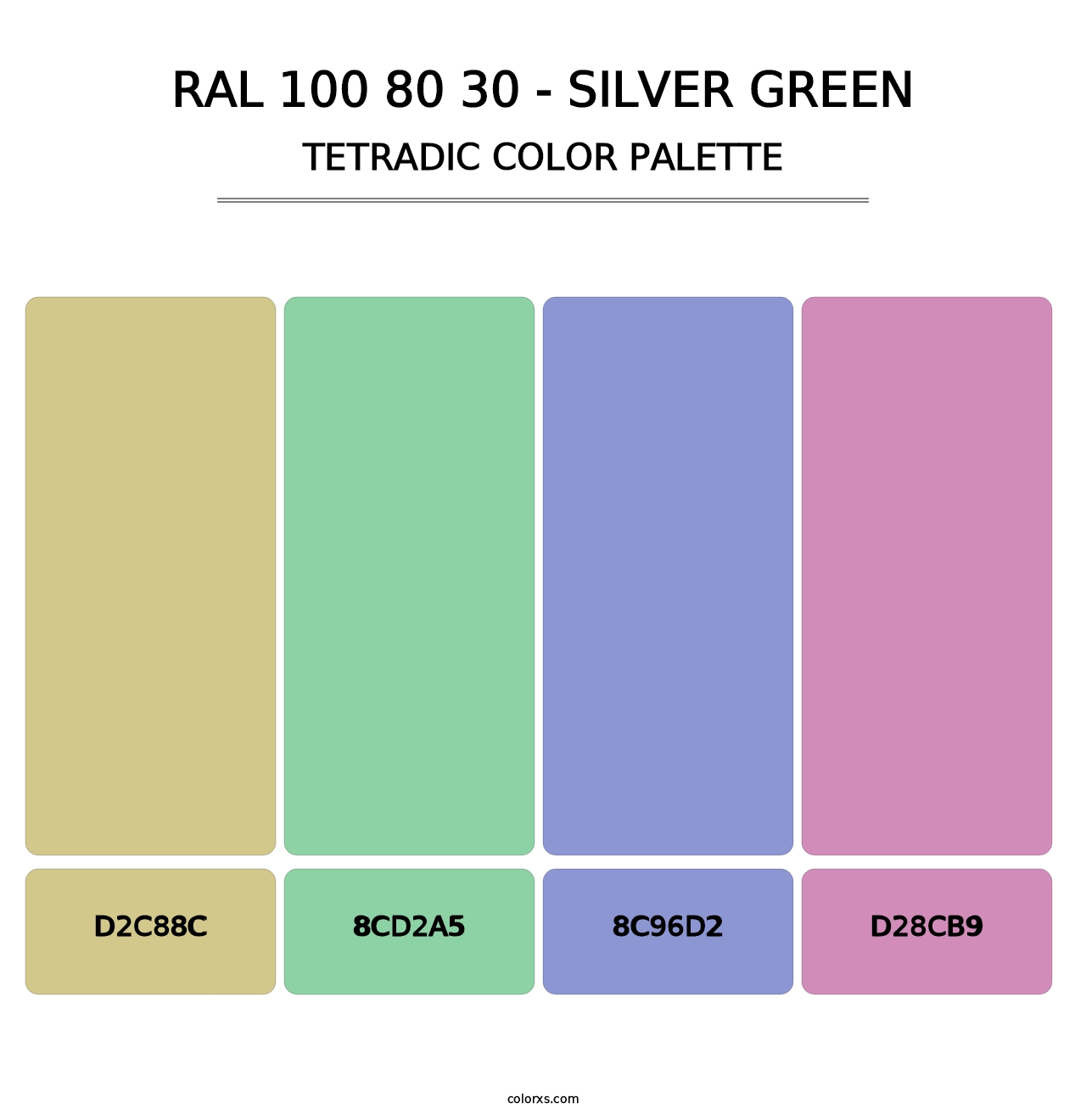 RAL 100 80 30 - Silver Green - Tetradic Color Palette