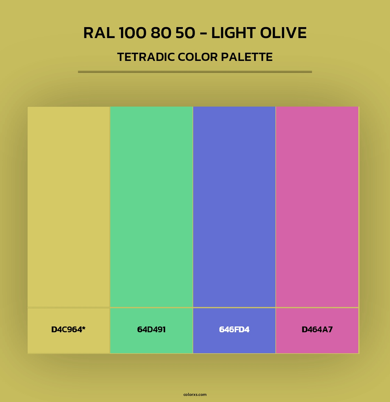 RAL 100 80 50 - Light Olive - Tetradic Color Palette
