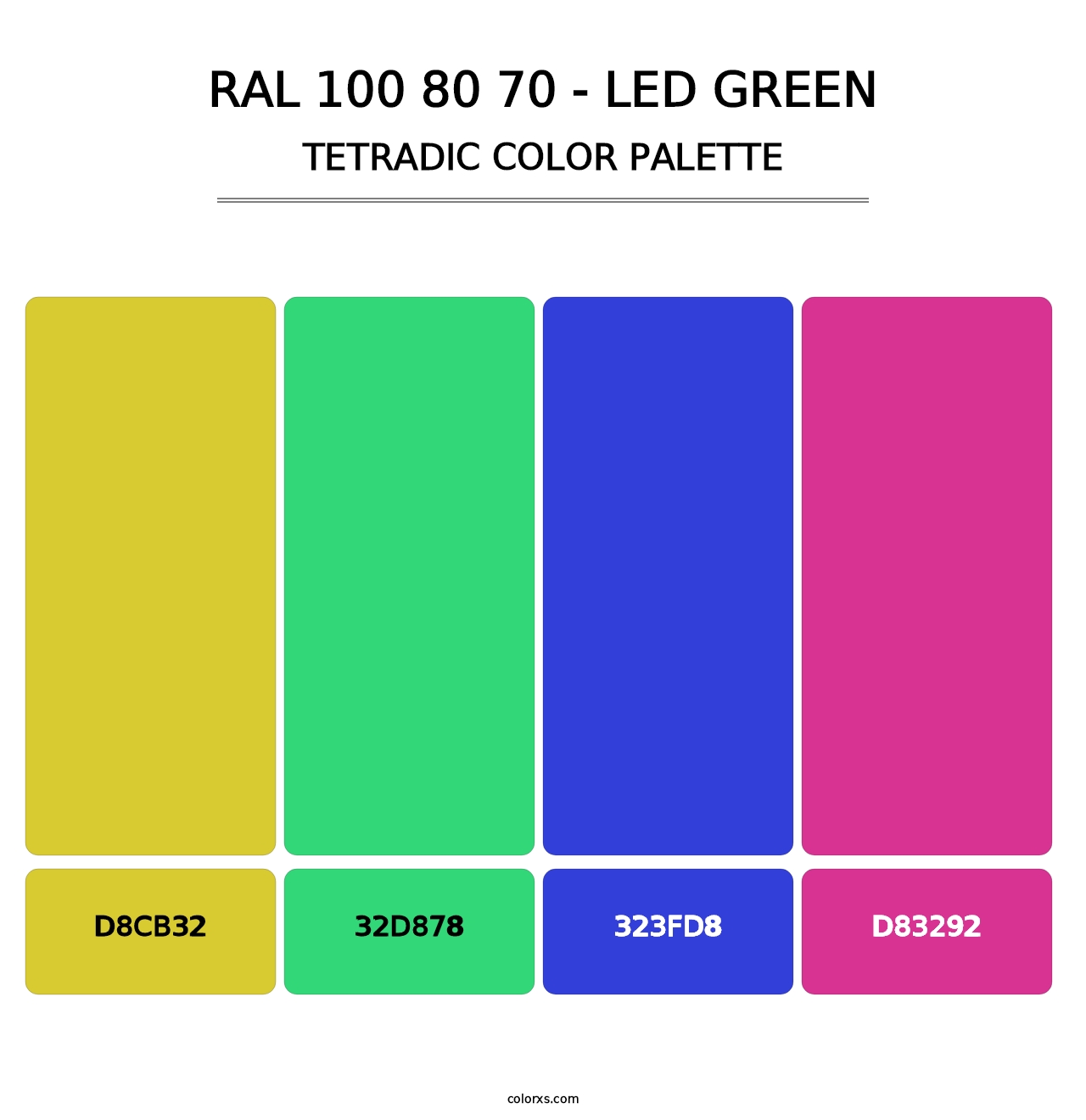 RAL 100 80 70 - LED Green - Tetradic Color Palette