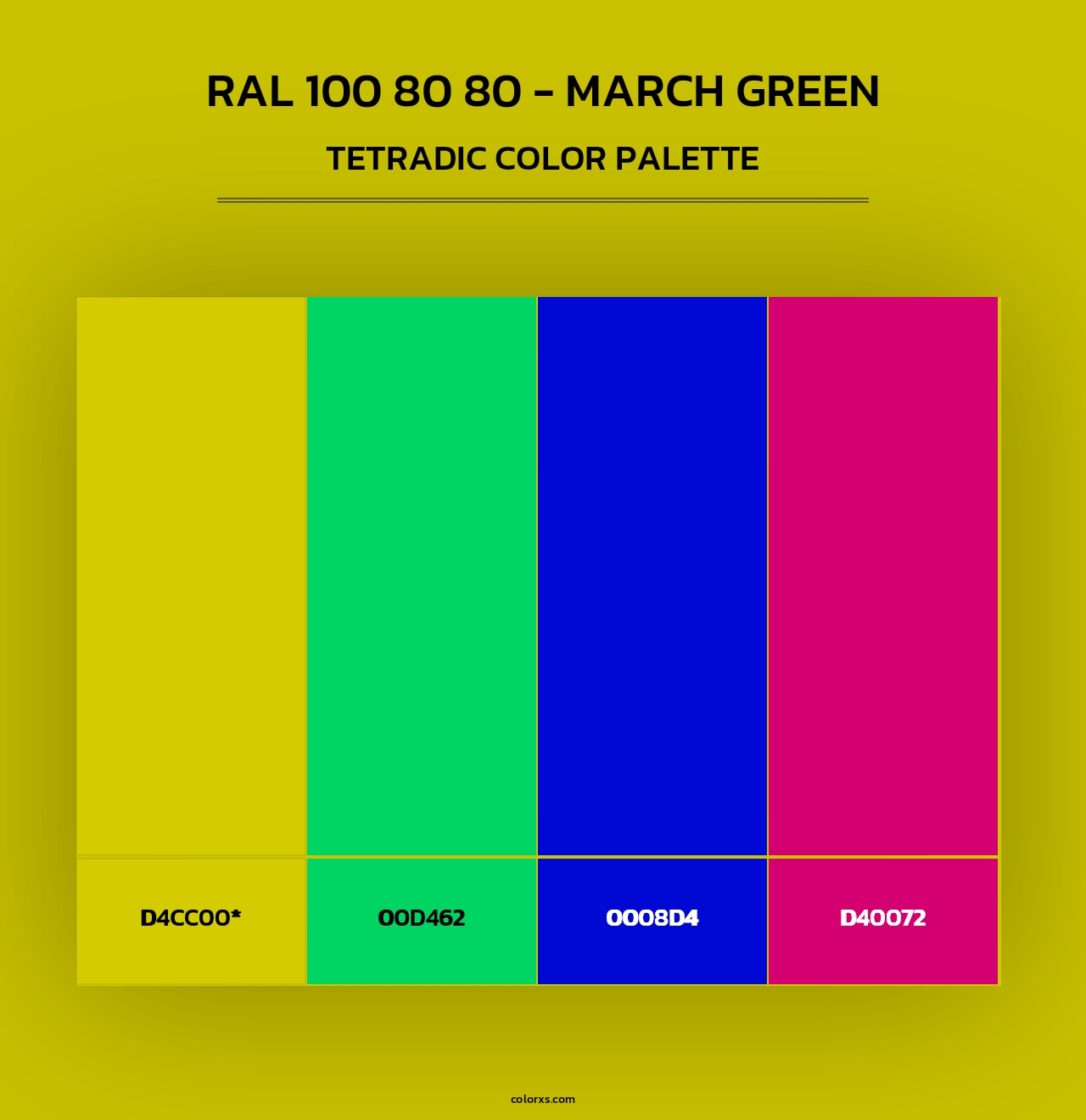 RAL 100 80 80 - March Green - Tetradic Color Palette