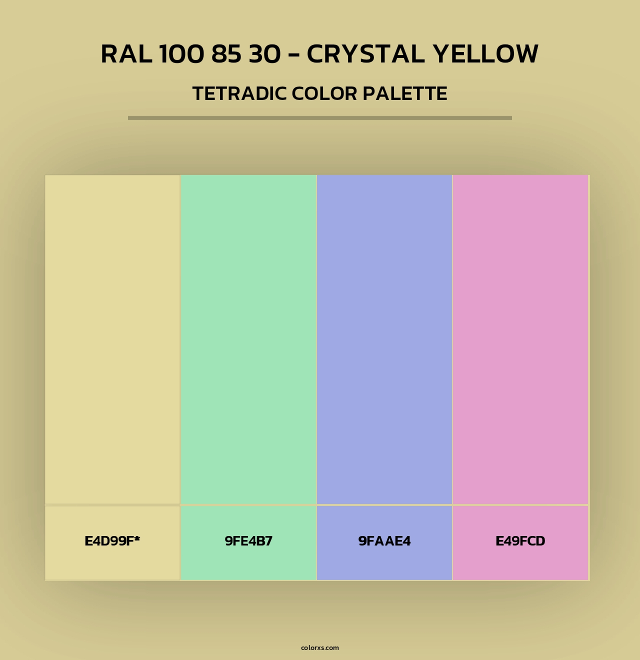 RAL 100 85 30 - Crystal Yellow - Tetradic Color Palette