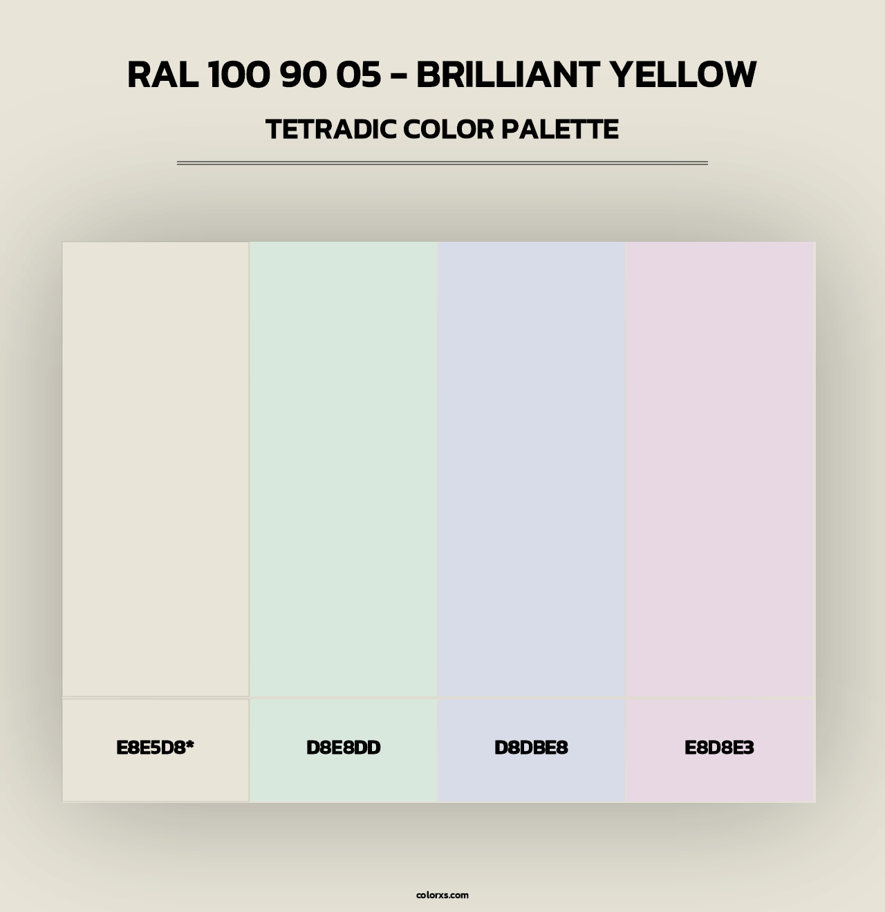 RAL 100 90 05 - Brilliant Yellow - Tetradic Color Palette