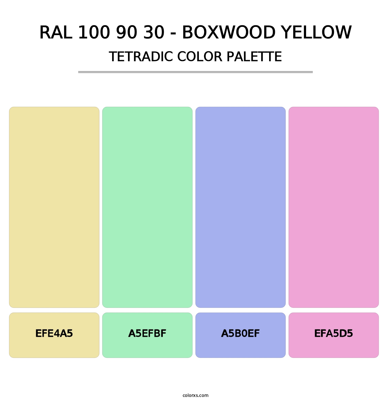 RAL 100 90 30 - Boxwood Yellow - Tetradic Color Palette