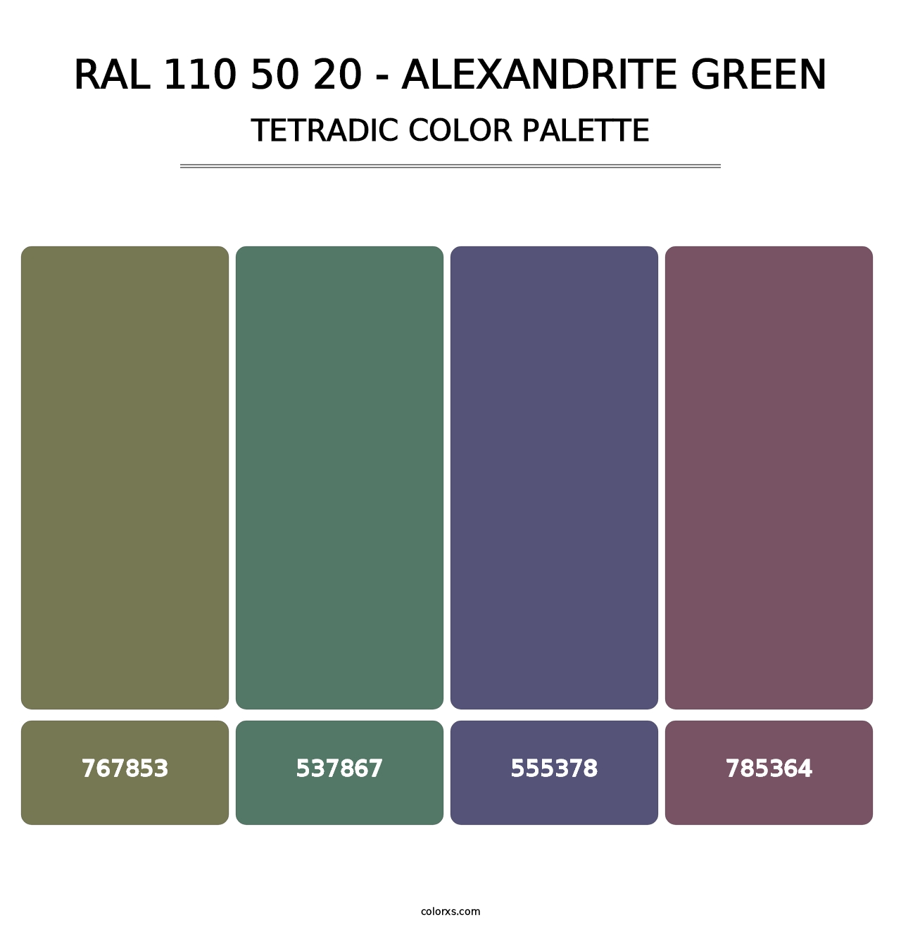 RAL 110 50 20 - Alexandrite Green - Tetradic Color Palette