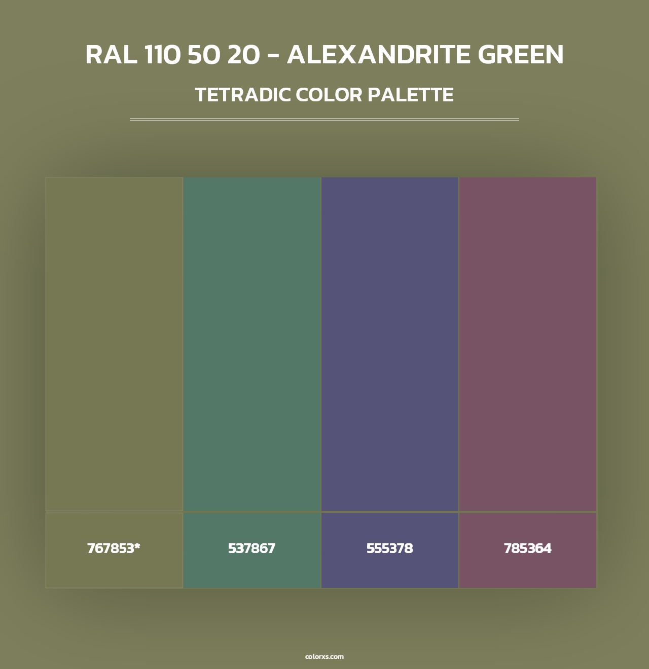 RAL 110 50 20 - Alexandrite Green - Tetradic Color Palette