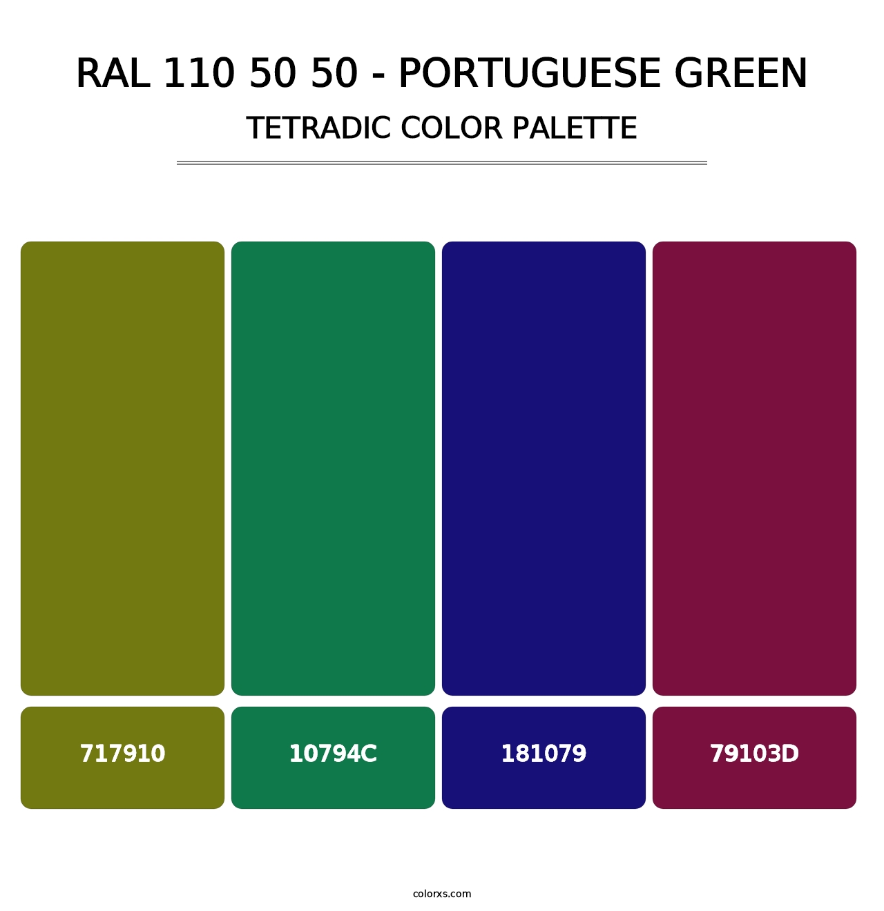 RAL 110 50 50 - Portuguese Green - Tetradic Color Palette