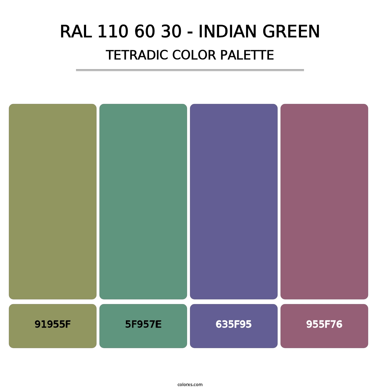 RAL 110 60 30 - Indian Green - Tetradic Color Palette
