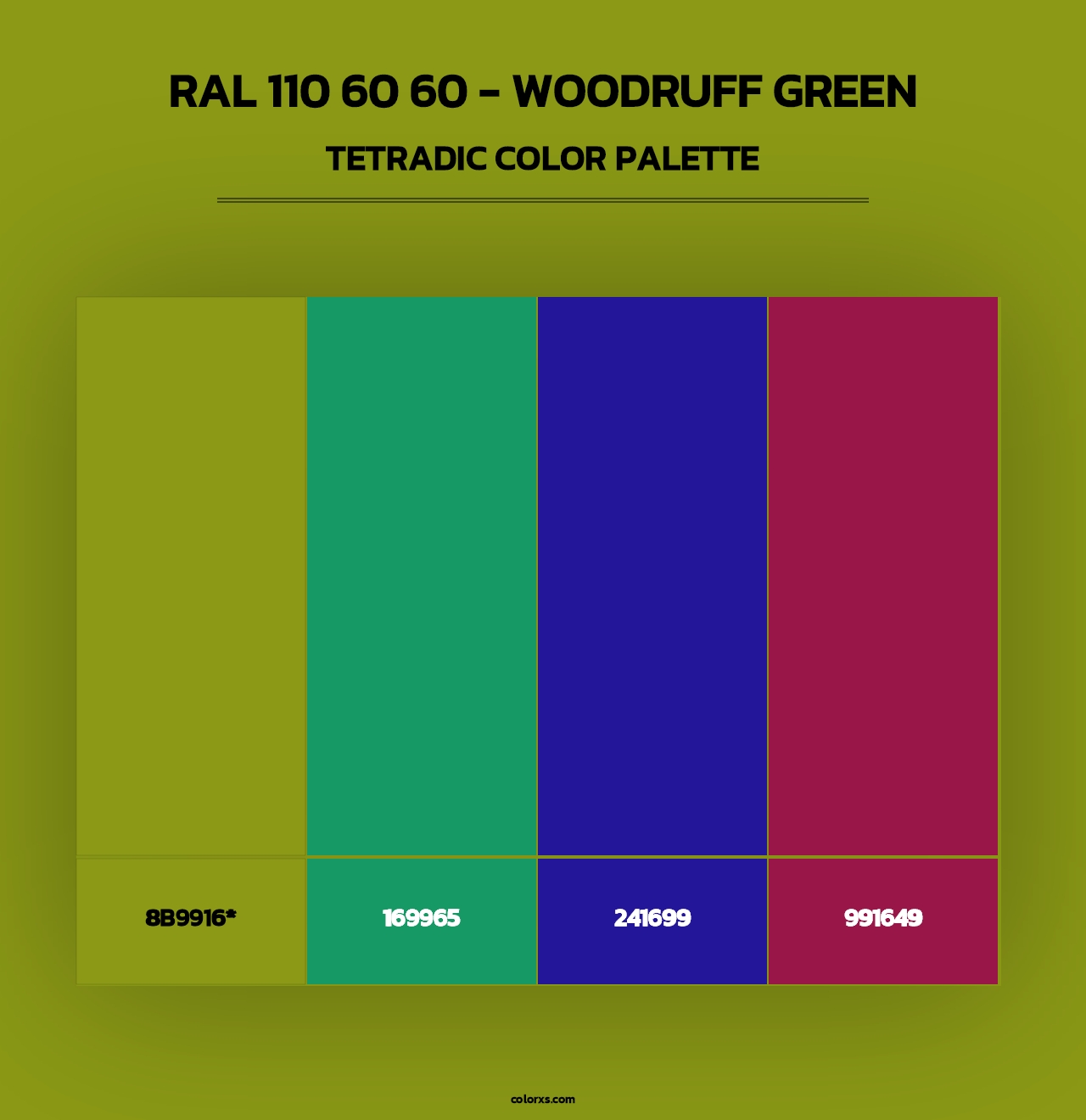 RAL 110 60 60 - Woodruff Green - Tetradic Color Palette