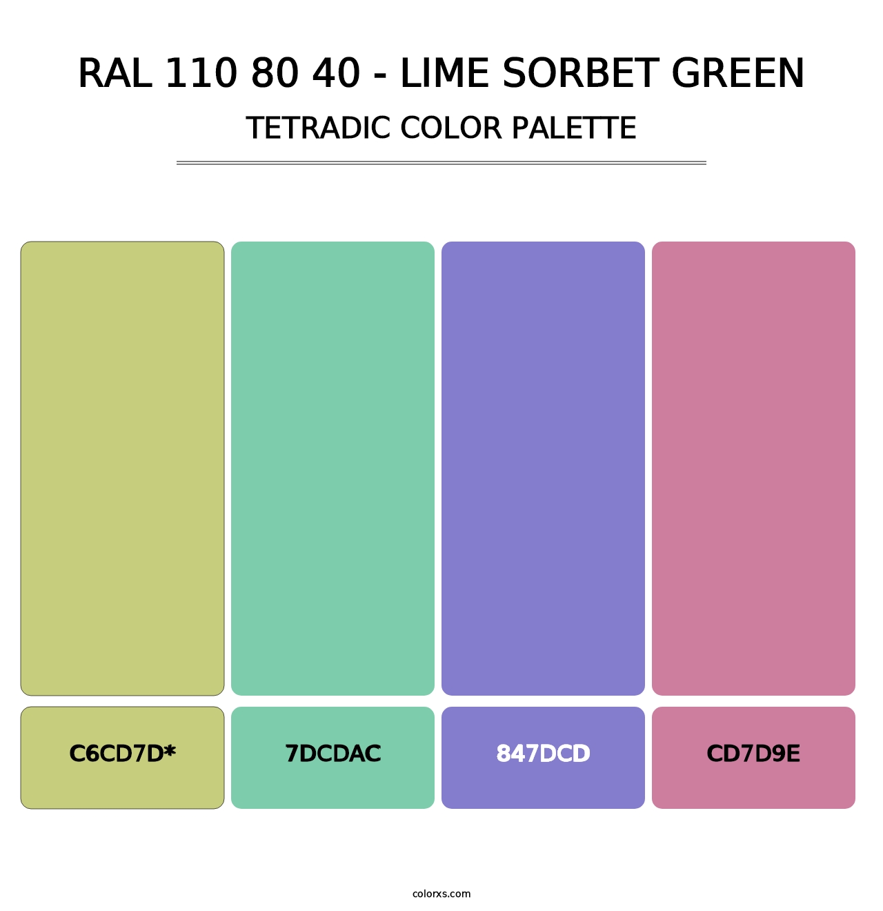 RAL 110 80 40 - Lime Sorbet Green - Tetradic Color Palette