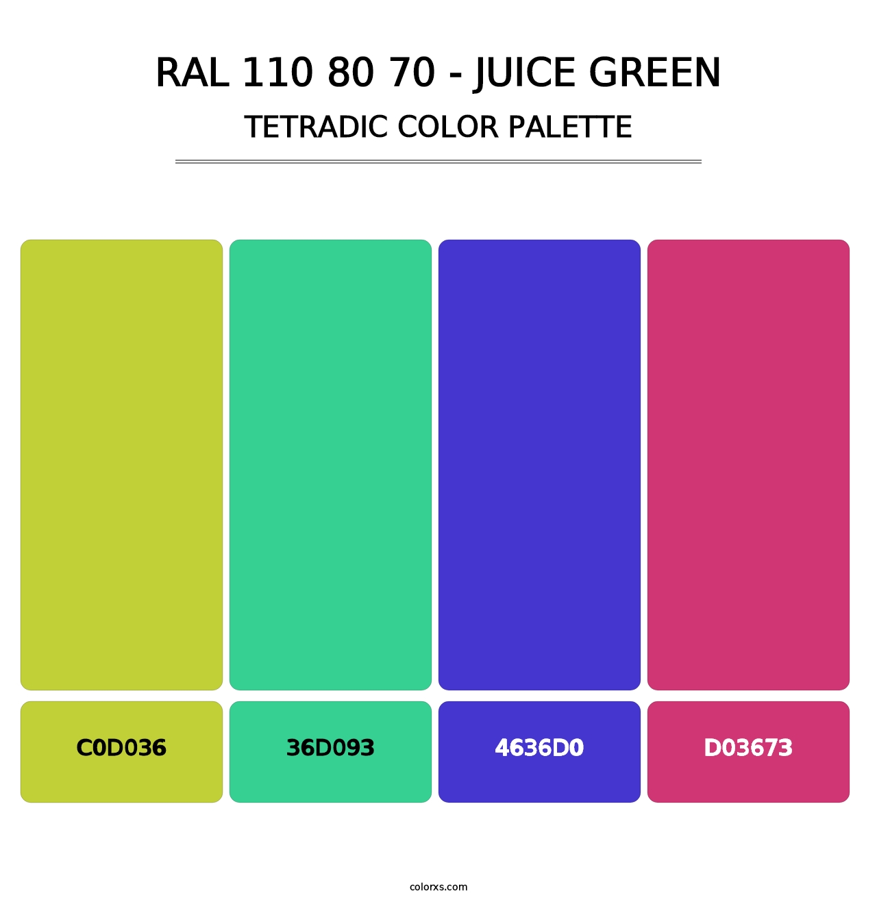 RAL 110 80 70 - Juice Green - Tetradic Color Palette