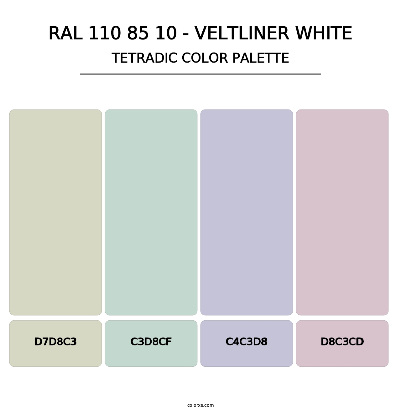 RAL 110 85 10 - Veltliner White - Tetradic Color Palette