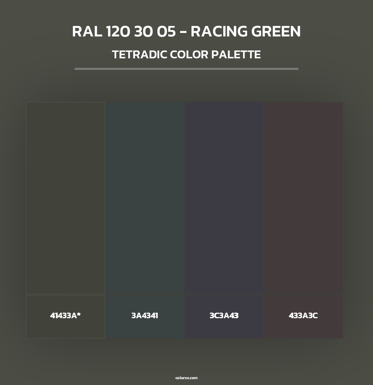 RAL 120 30 05 - Racing Green - Tetradic Color Palette