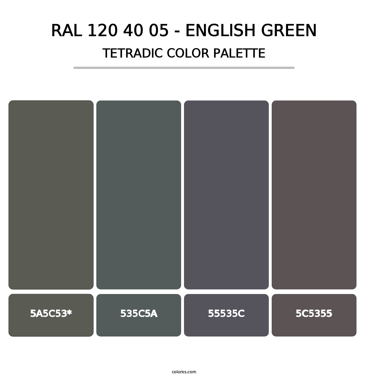 RAL 120 40 05 - English Green - Tetradic Color Palette