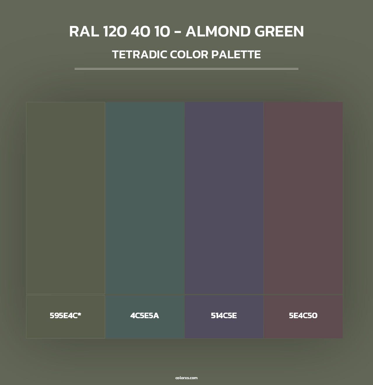 RAL 120 40 10 - Almond Green - Tetradic Color Palette