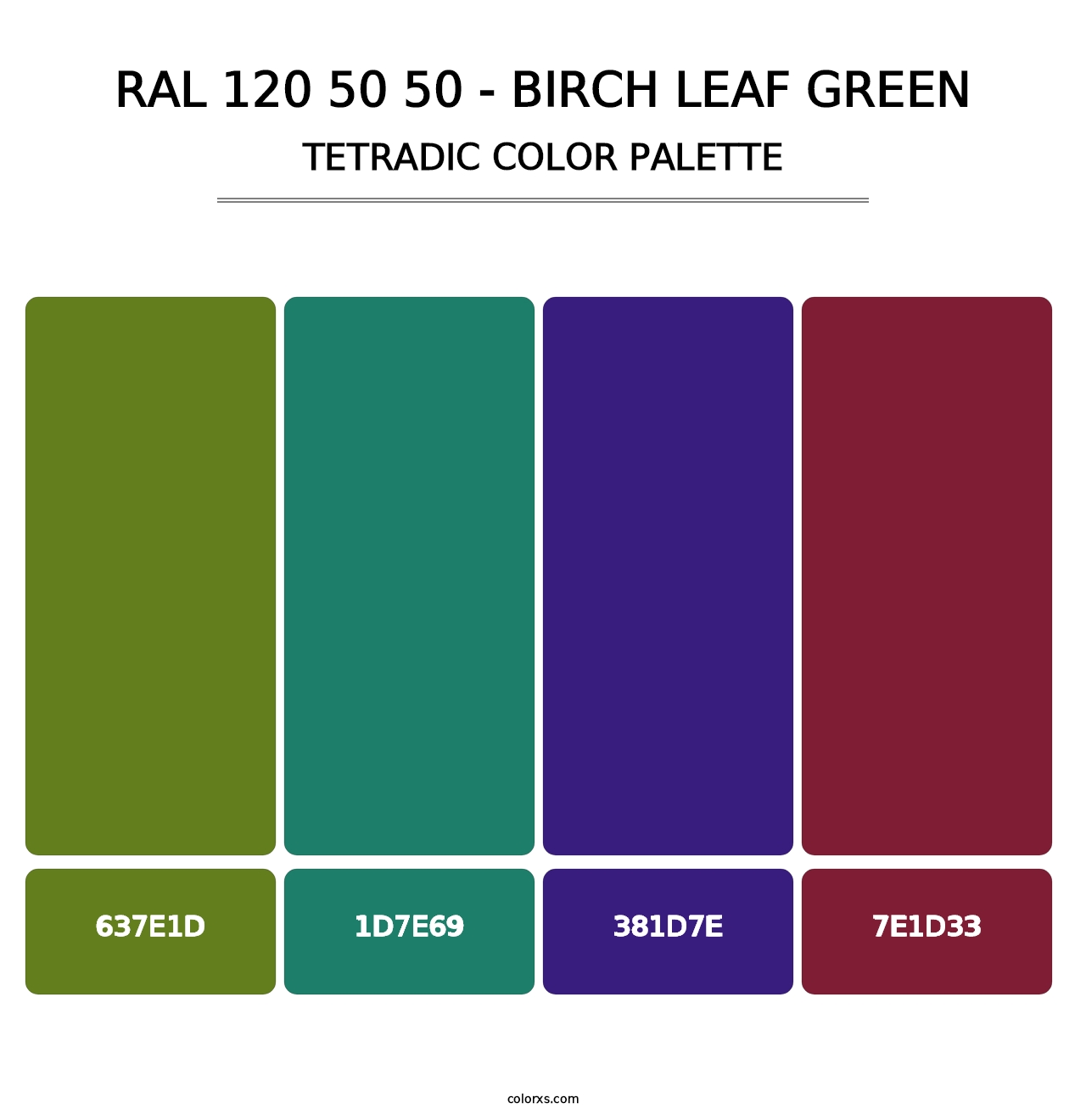 RAL 120 50 50 - Birch Leaf Green - Tetradic Color Palette