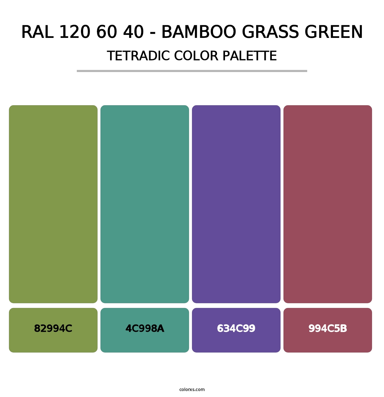 RAL 120 60 40 - Bamboo Grass Green - Tetradic Color Palette