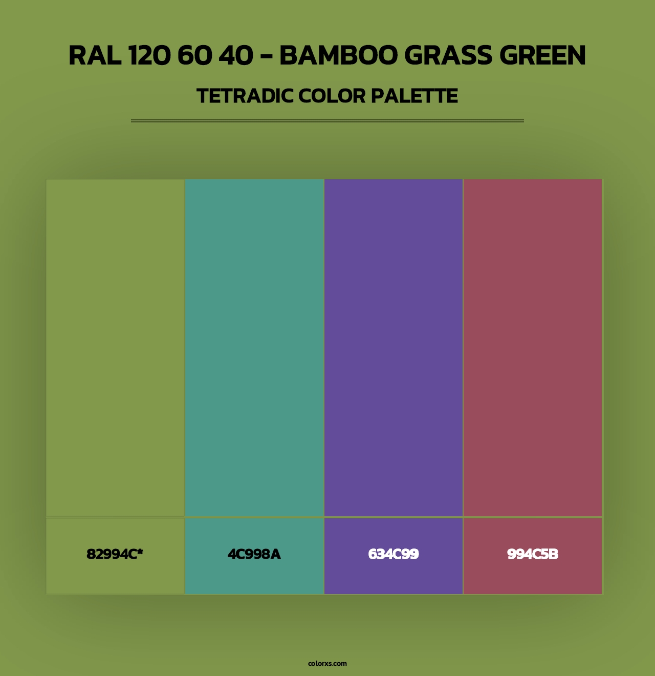 RAL 120 60 40 - Bamboo Grass Green - Tetradic Color Palette