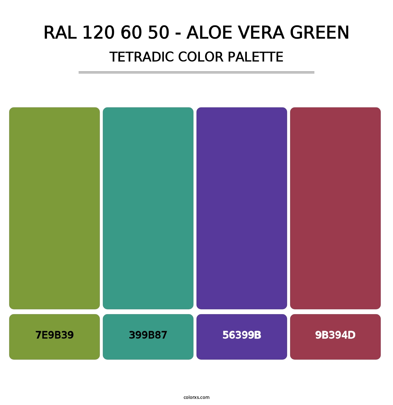 RAL 120 60 50 - Aloe Vera Green - Tetradic Color Palette