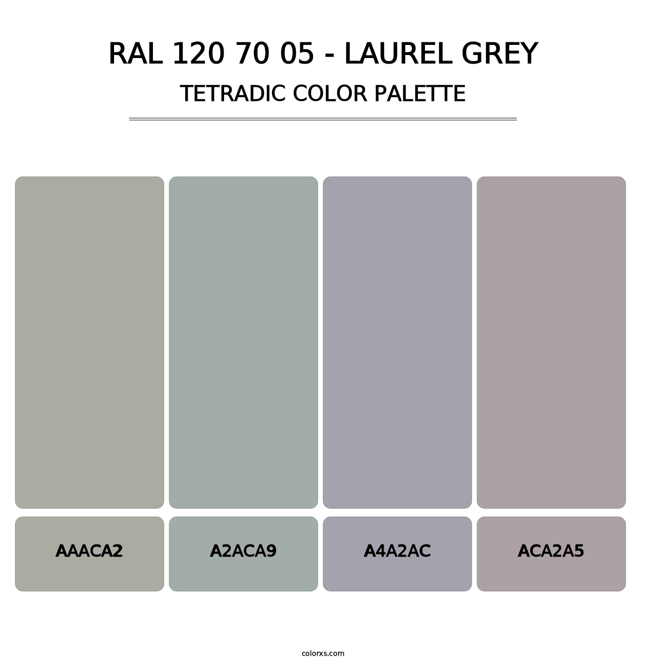 RAL 120 70 05 - Laurel Grey - Tetradic Color Palette
