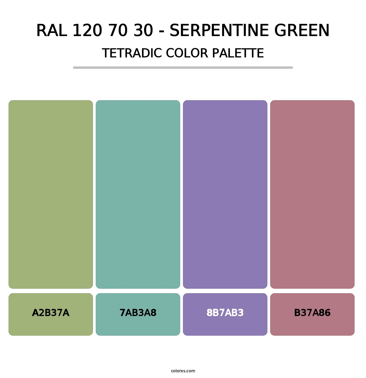 RAL 120 70 30 - Serpentine Green - Tetradic Color Palette