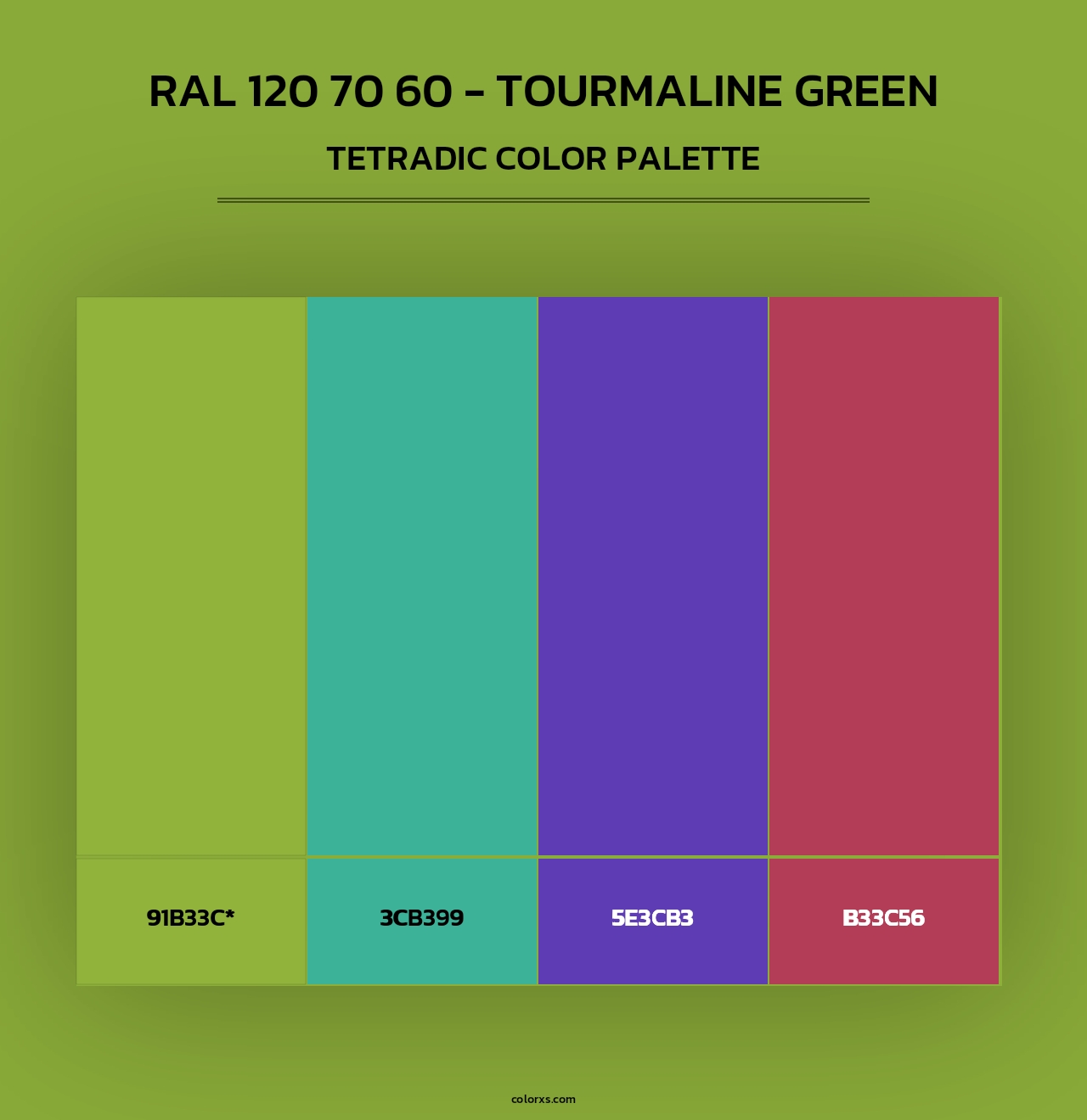 RAL 120 70 60 - Tourmaline Green - Tetradic Color Palette
