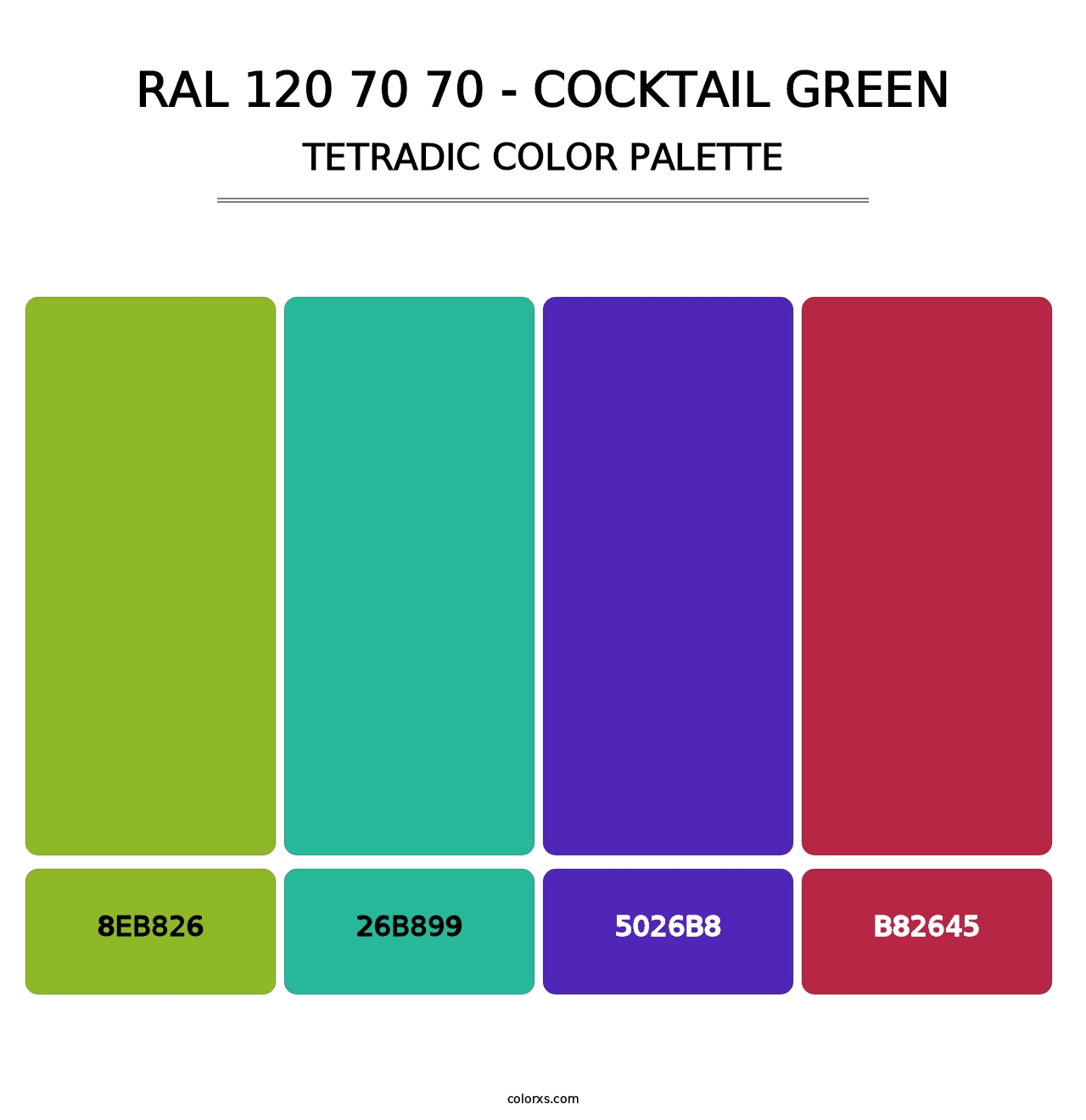RAL 120 70 70 - Cocktail Green - Tetradic Color Palette