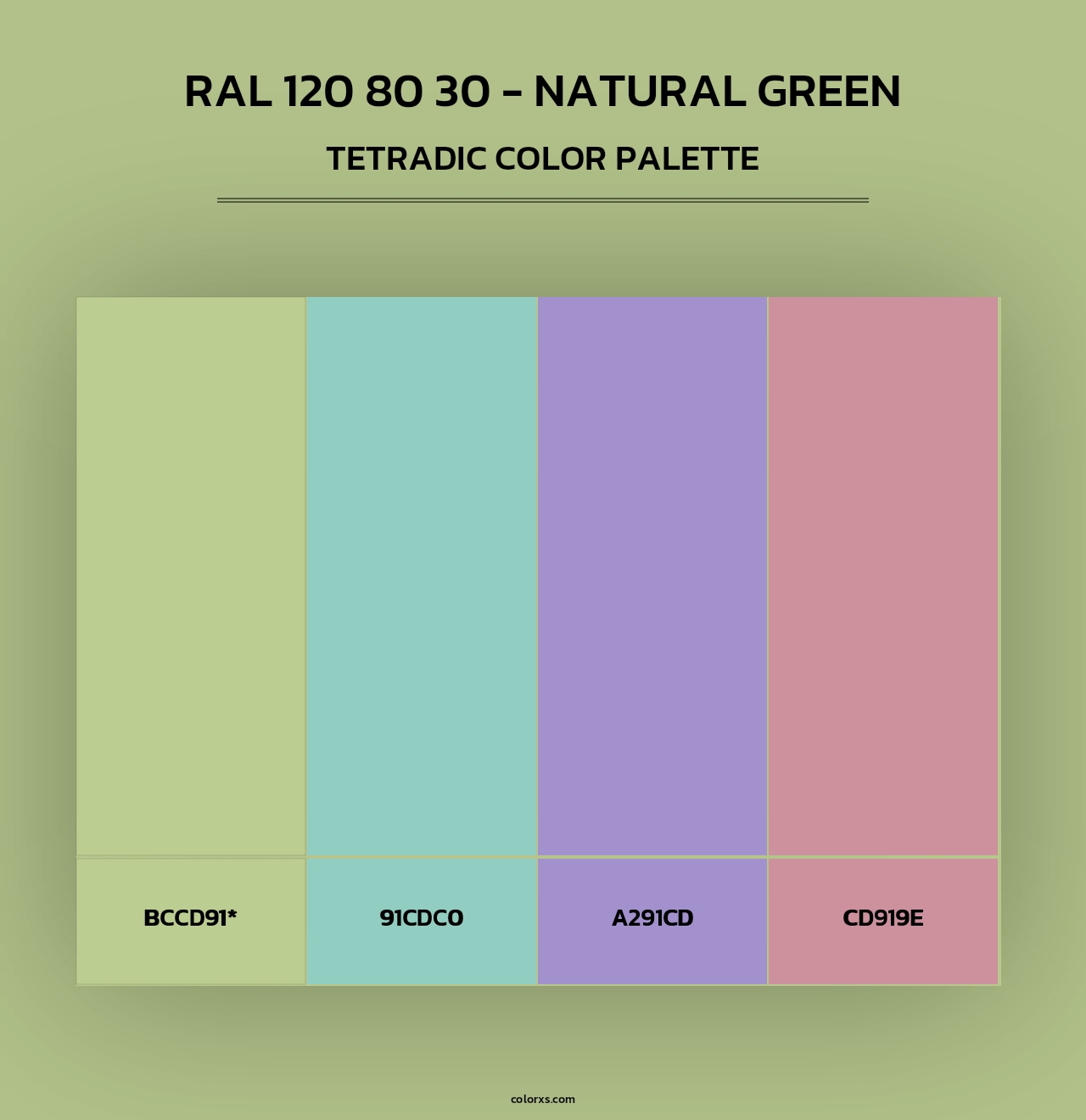 RAL 120 80 30 - Natural Green - Tetradic Color Palette