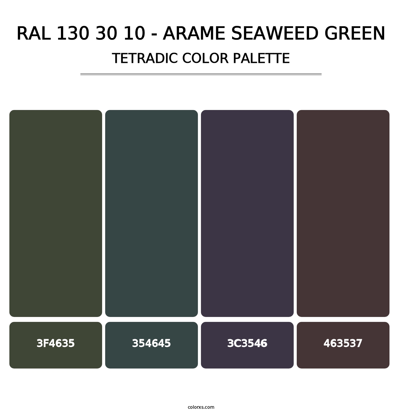 RAL 130 30 10 - Arame Seaweed Green - Tetradic Color Palette