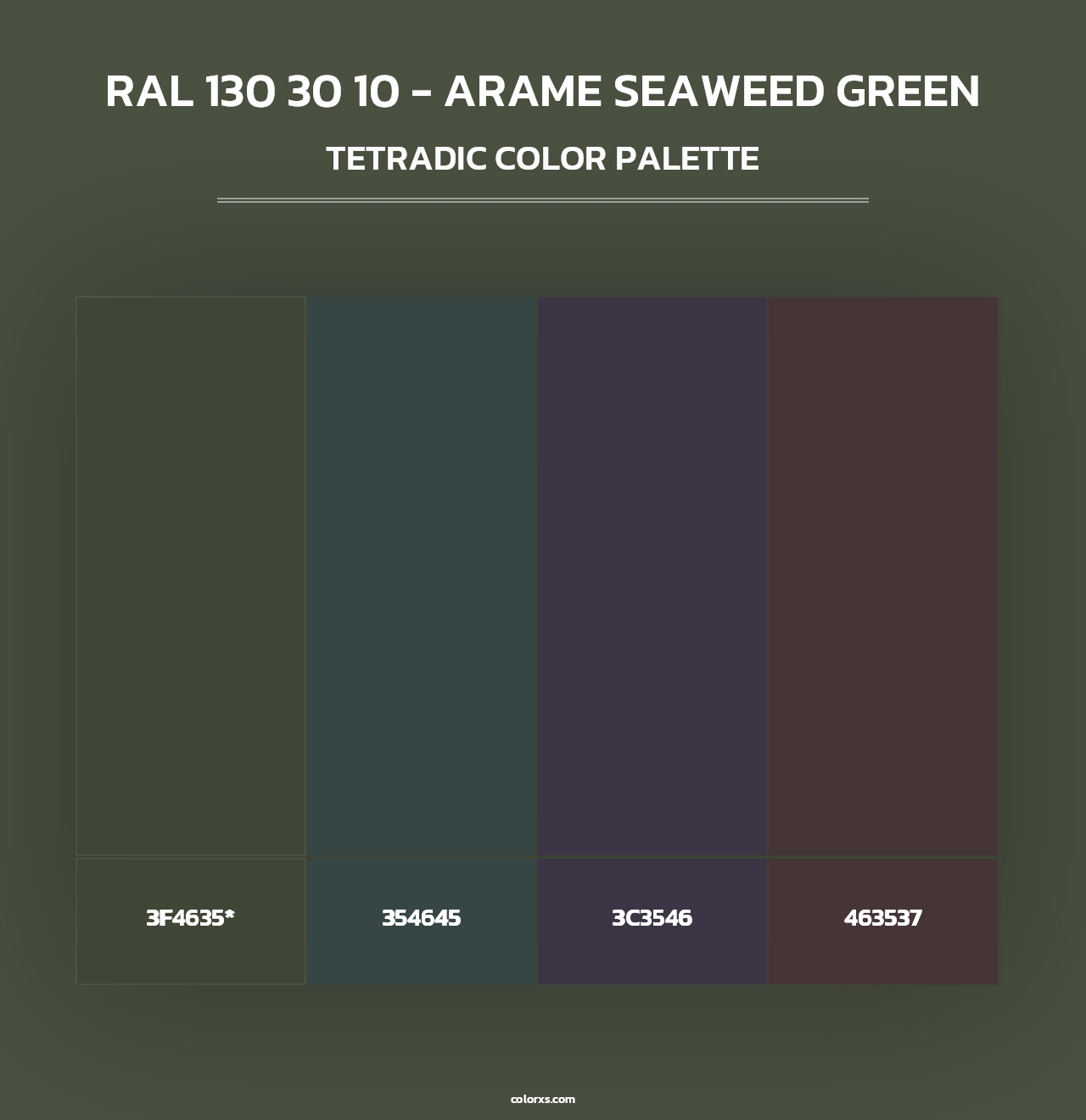 RAL 130 30 10 - Arame Seaweed Green - Tetradic Color Palette