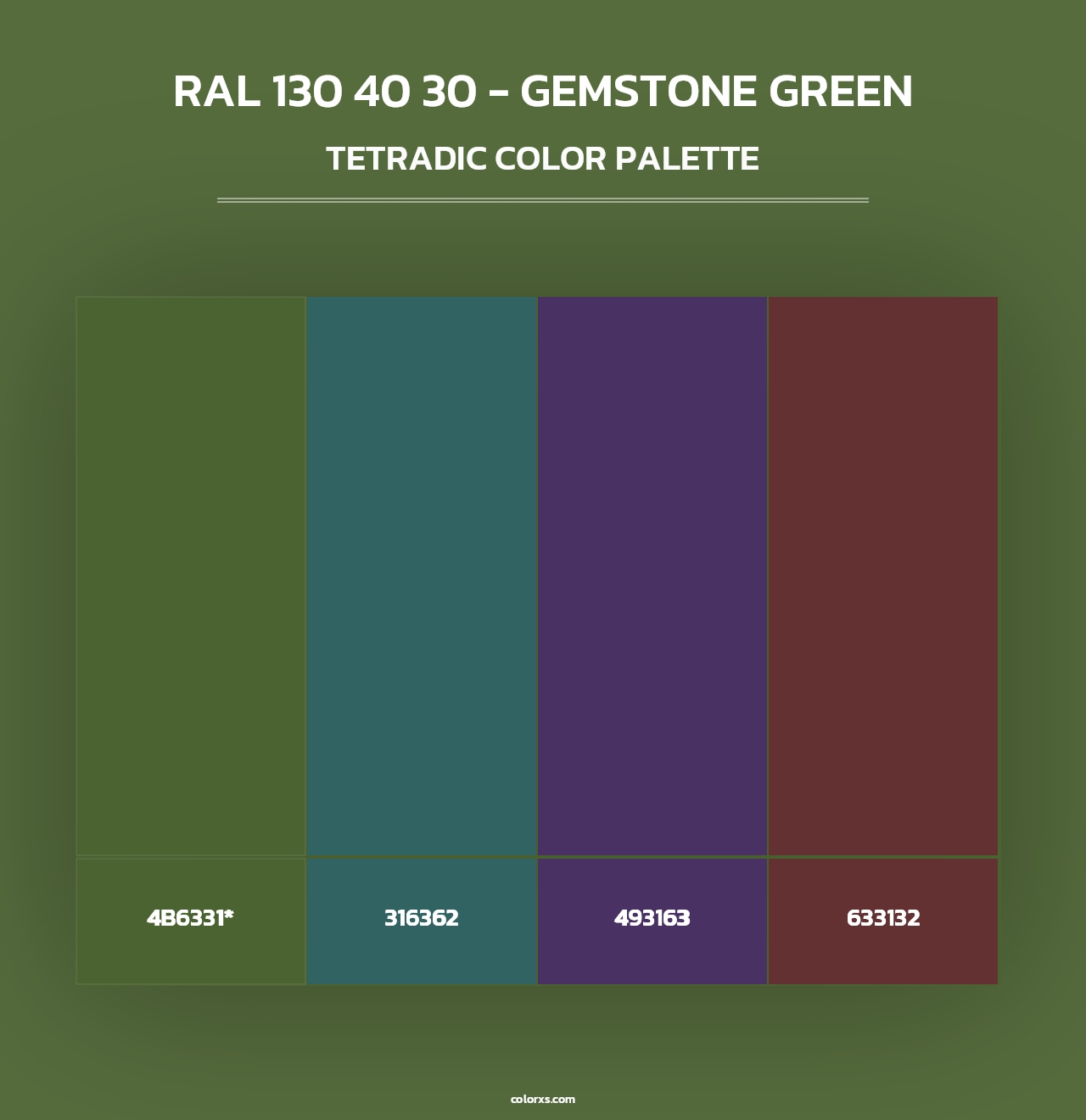 RAL 130 40 30 - Gemstone Green - Tetradic Color Palette