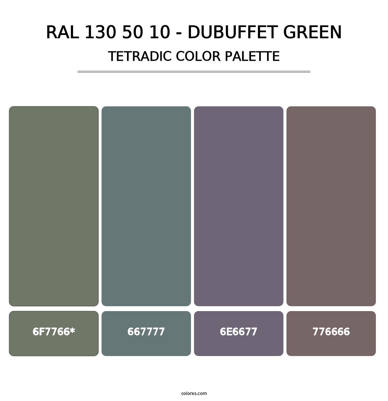 RAL 130 50 10 - Dubuffet Green - Tetradic Color Palette