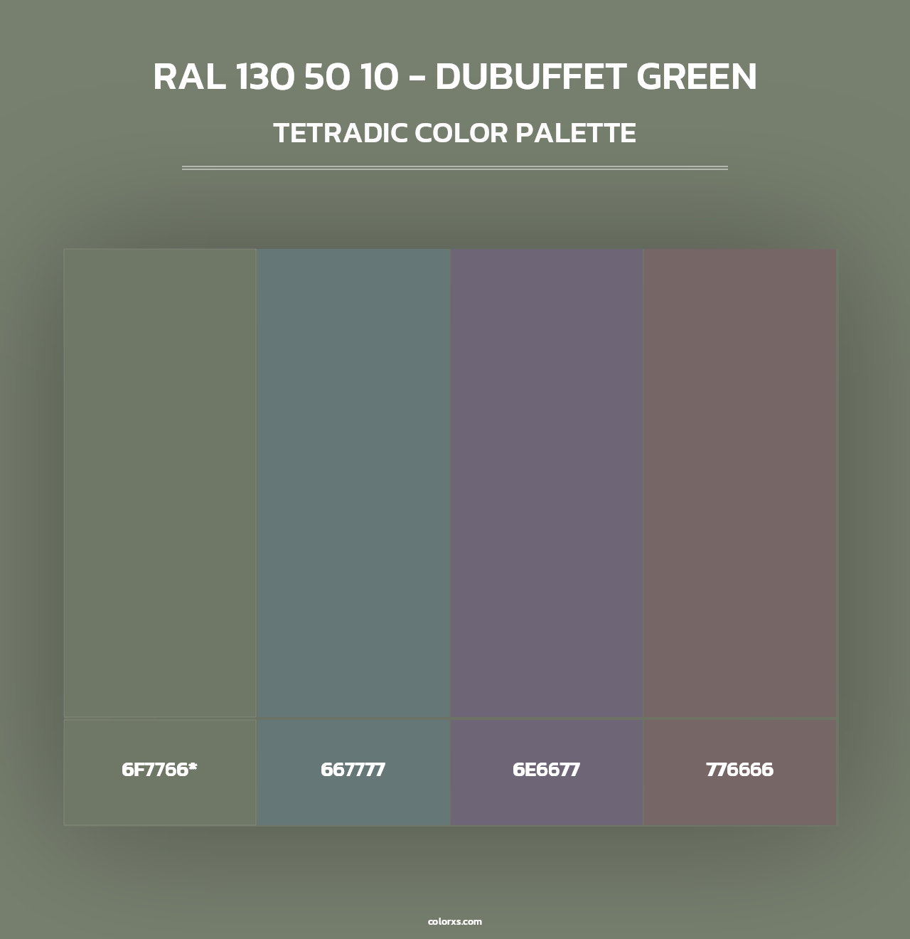 RAL 130 50 10 - Dubuffet Green - Tetradic Color Palette
