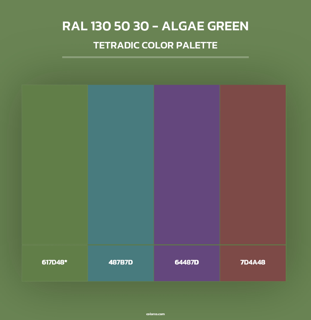RAL 130 50 30 - Algae Green - Tetradic Color Palette