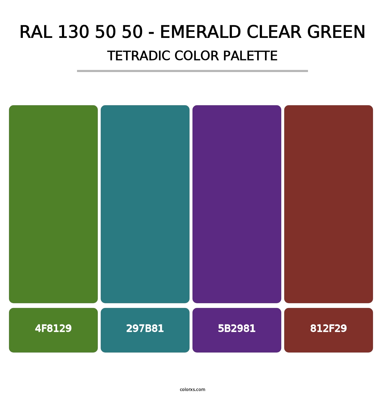 RAL 130 50 50 - Emerald Clear Green - Tetradic Color Palette