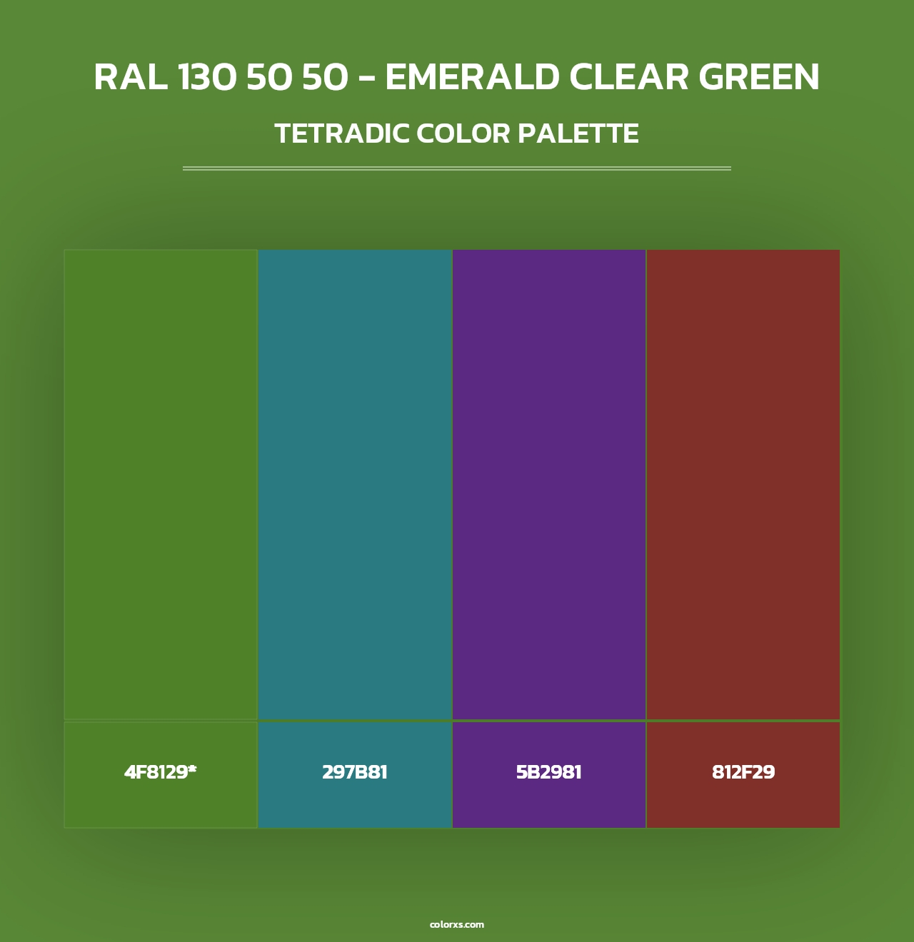 RAL 130 50 50 - Emerald Clear Green - Tetradic Color Palette