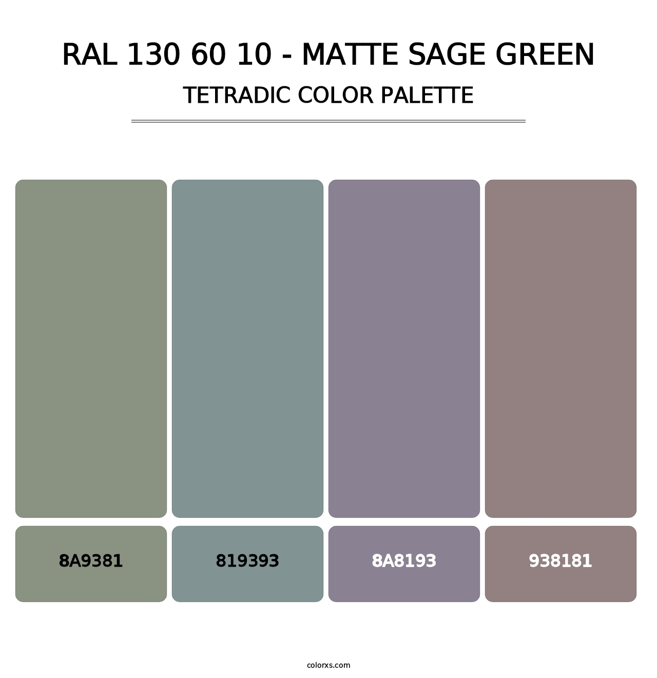 RAL 130 60 10 - Matte Sage Green - Tetradic Color Palette
