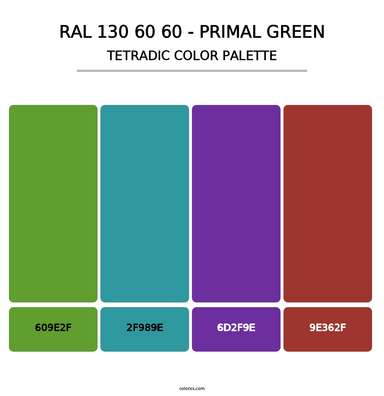 RAL 130 60 60 - Primal Green - Tetradic Color Palette