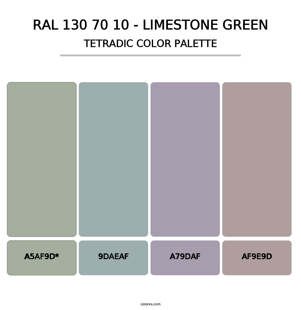 RAL 130 70 10 - Limestone Green - Tetradic Color Palette