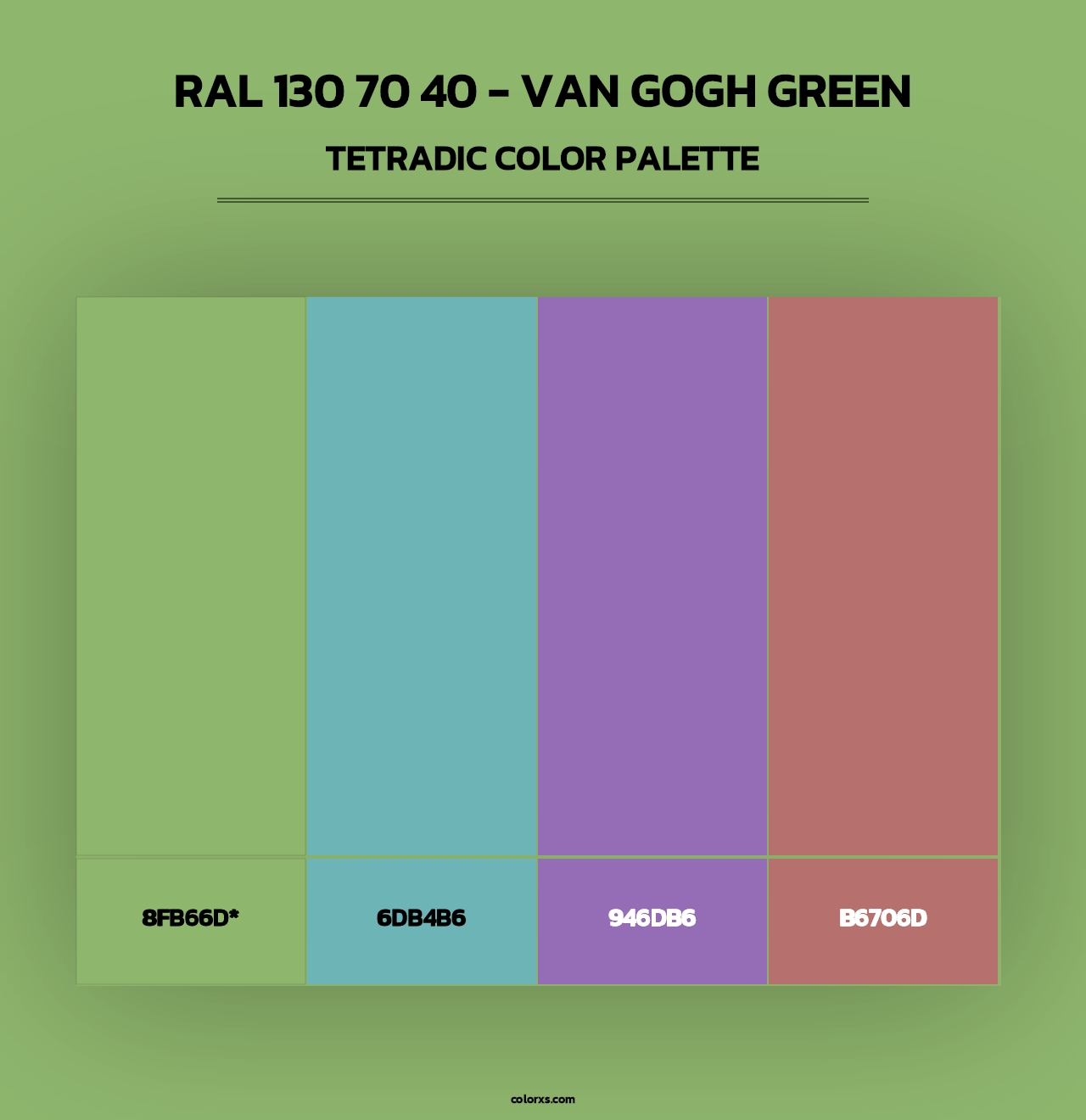 RAL 130 70 40 - Van Gogh Green - Tetradic Color Palette