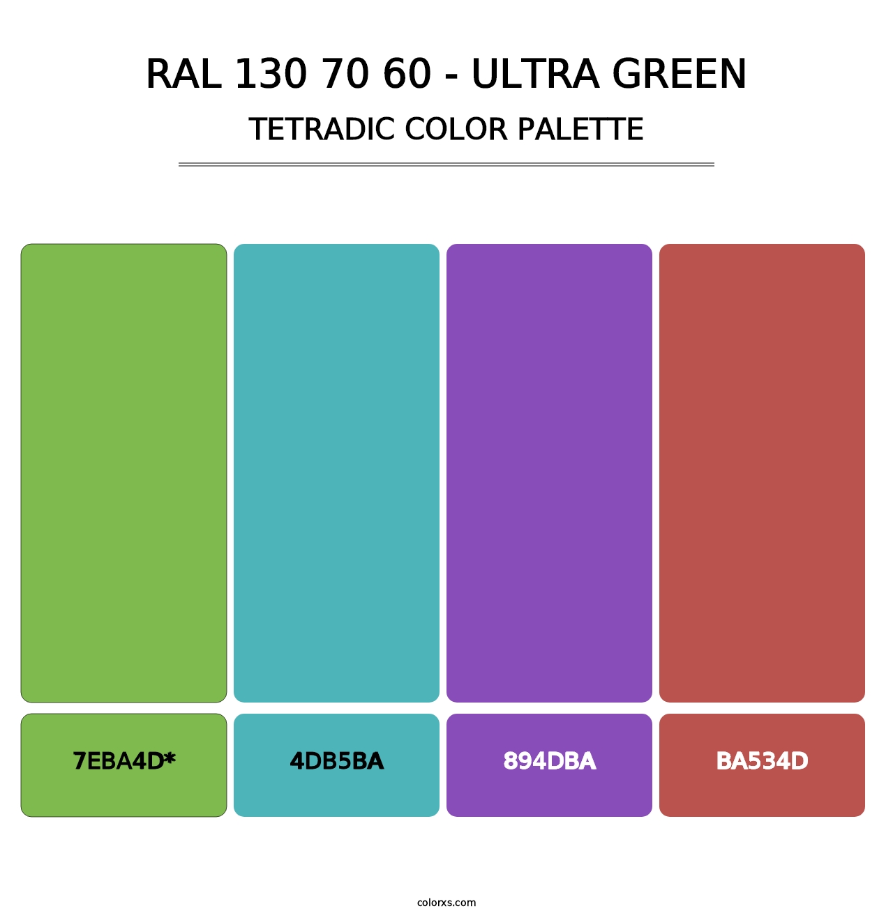 RAL 130 70 60 - Ultra Green - Tetradic Color Palette