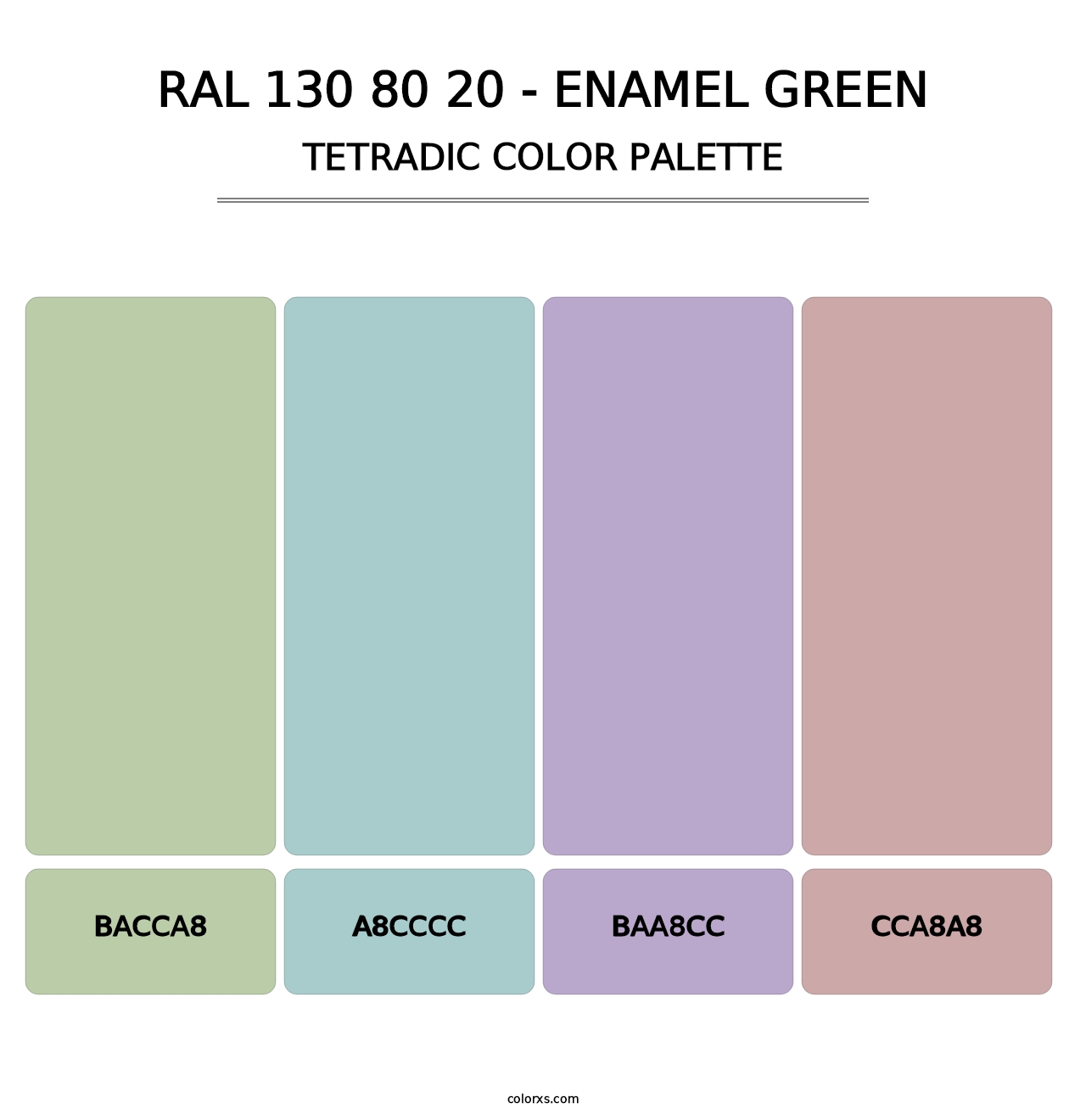 RAL 130 80 20 - Enamel Green - Tetradic Color Palette