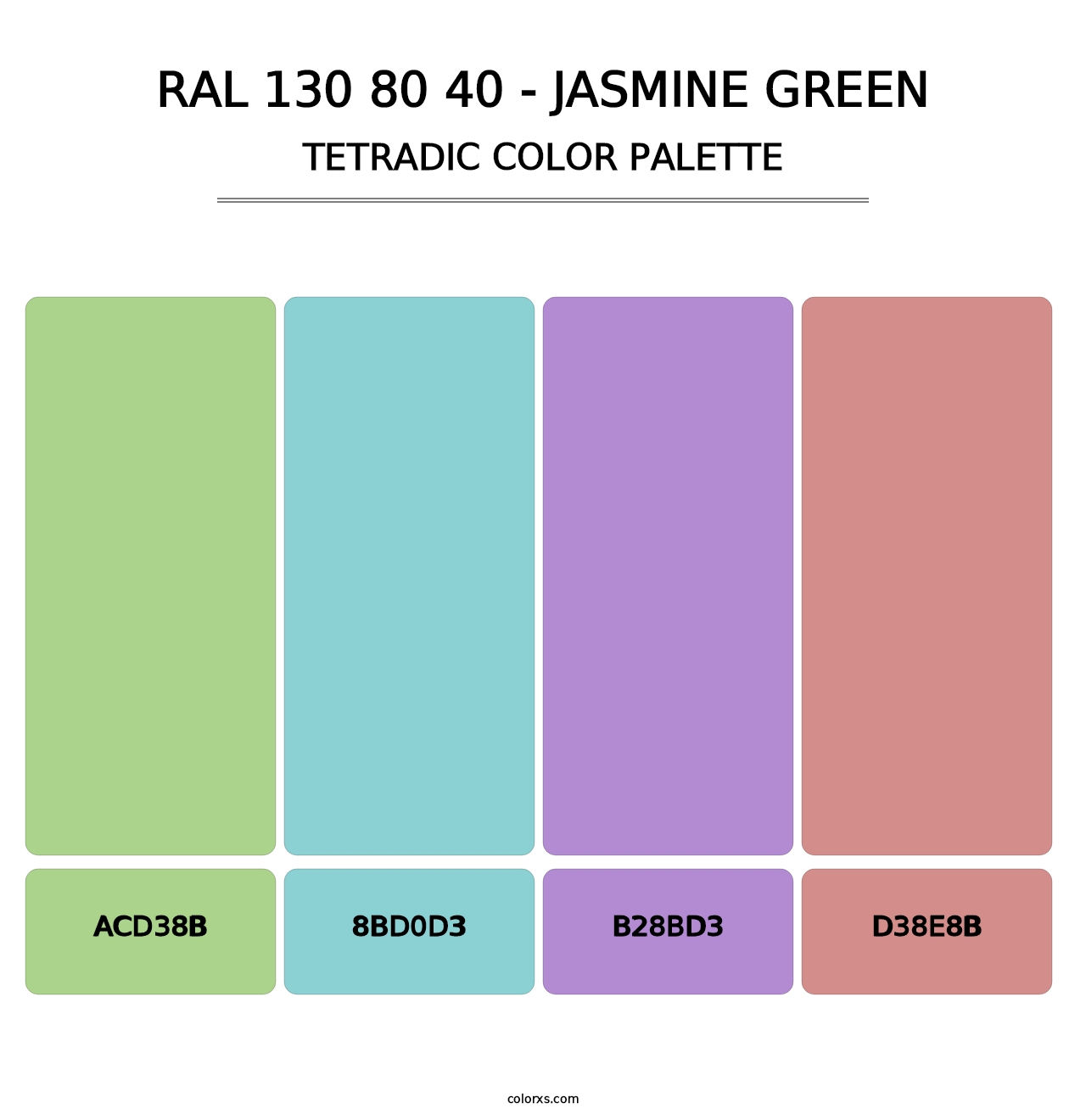 RAL 130 80 40 - Jasmine Green - Tetradic Color Palette